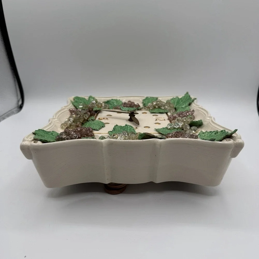 Vintage Ceramic Grapes Light Clock 50s 60s MCM Hand Painted 10.5